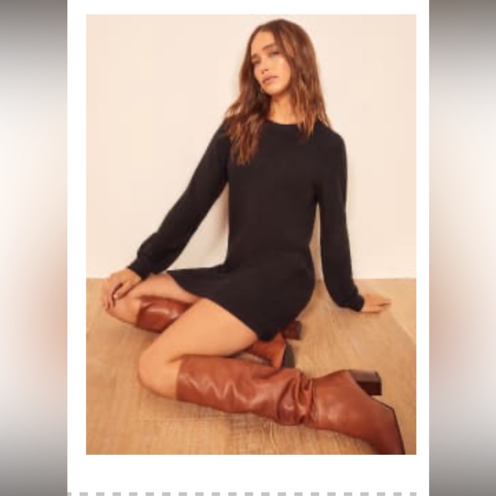 Reformation Braydon Dress - Black Knit Sweater Dress